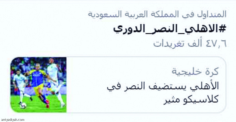 149 ألف تغريدة
تتفاعل مع مباراتي الكلاسيكو